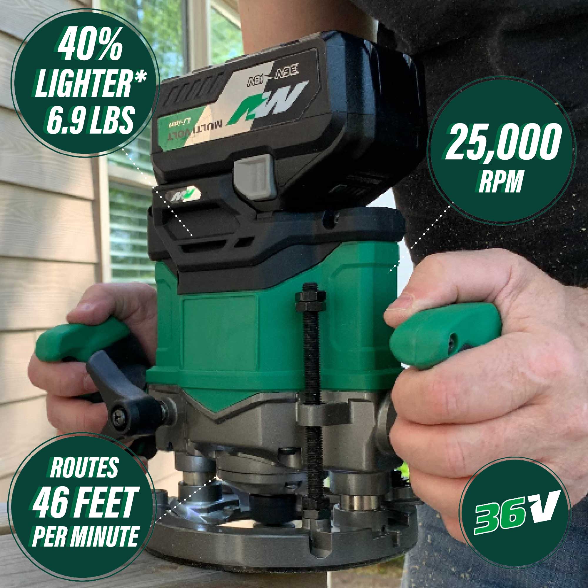 Metabo HPT MultiVolt 1/4-in and 1/2-in 2-HP Variable Speed Brushless Plunge Cordless Router Soft Case (Battery & Charger Included)