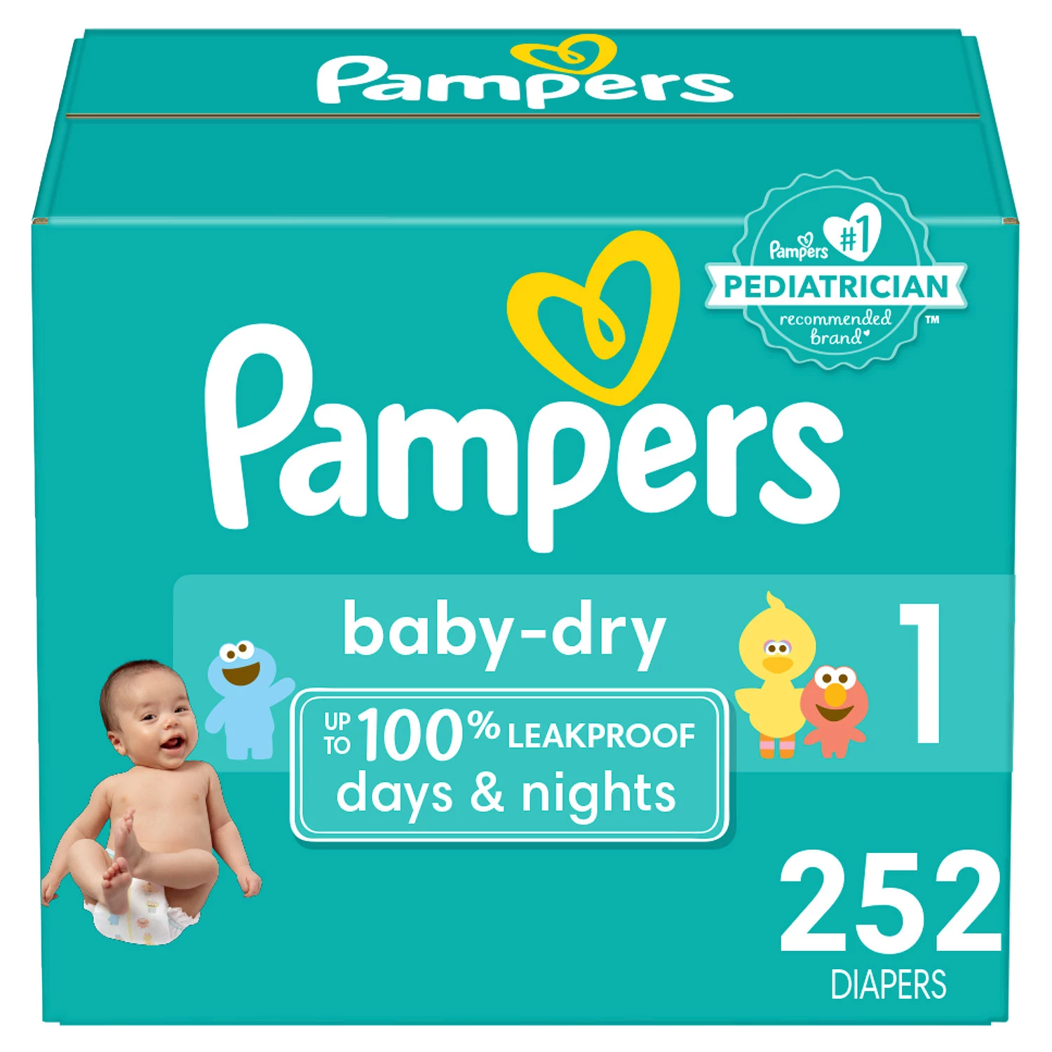 Diapers Newborn/Size 1 (8-14 lb). 252 Count - Pampers Baby Dry Disposable Baby Diapers. Packaging & Prints May Vary