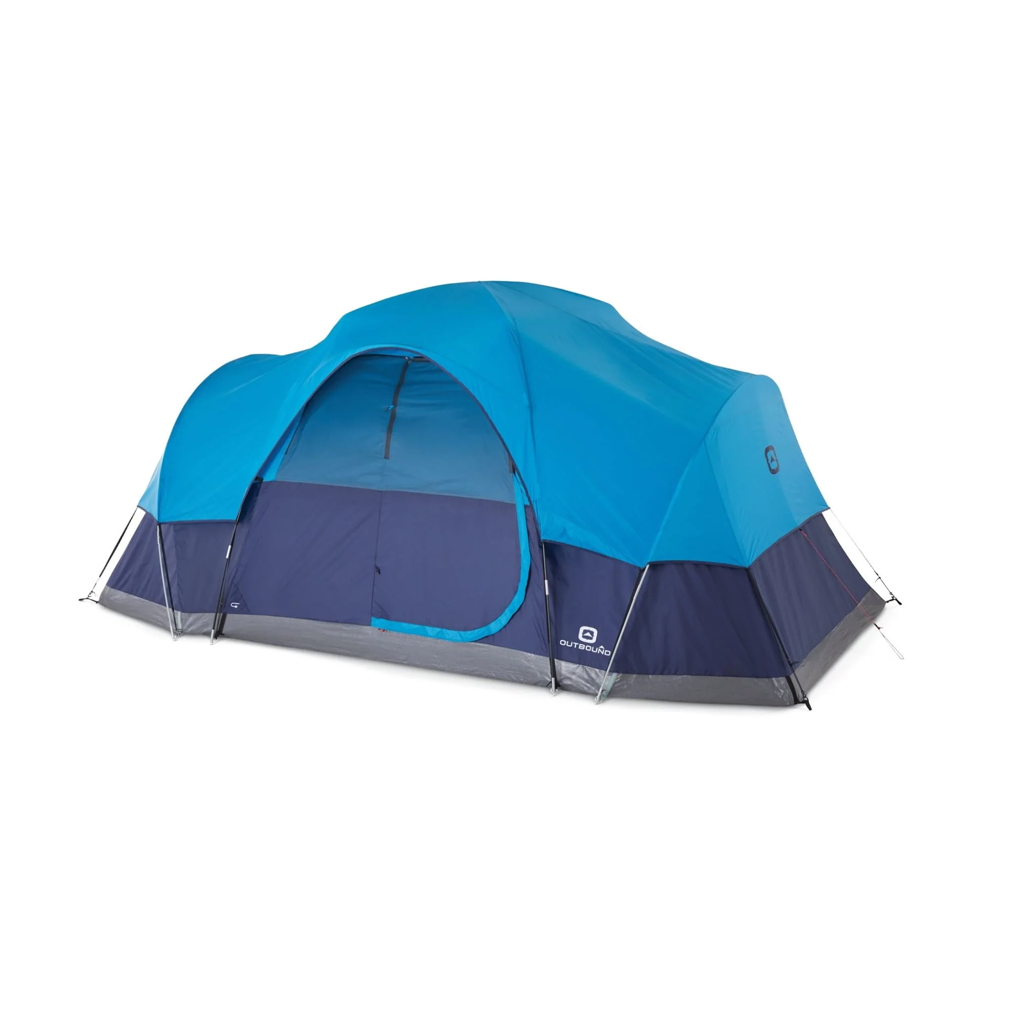Outbound 8 Person 3 Season Easy Up Dome Tent with Mesh Wall and Rainfly. Blue/Navy