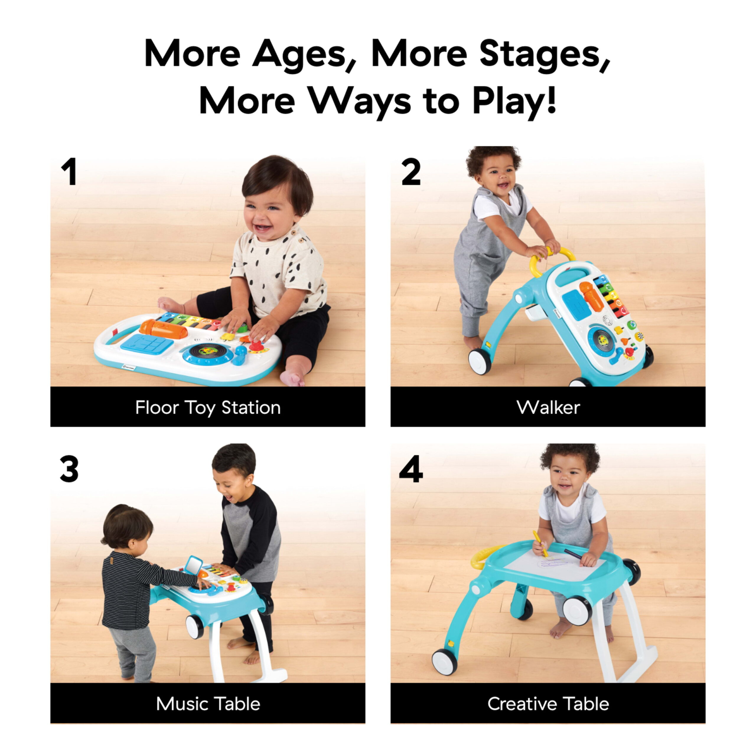 Baby Einstein Musical Mix 'N roll 4-in-1 Push Walker. Activity Center. Toddler Table and Floor Toy for 6 Months+ Unisex
