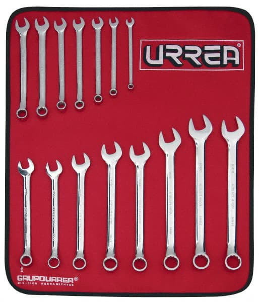 URREA Metric full polished 12 point combination wrench set. 15 pieces.