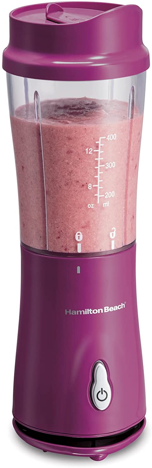 Hamilton Beach Personal Smoothie Blender With 14 Oz Travel Cup And Lid. Blue 51132