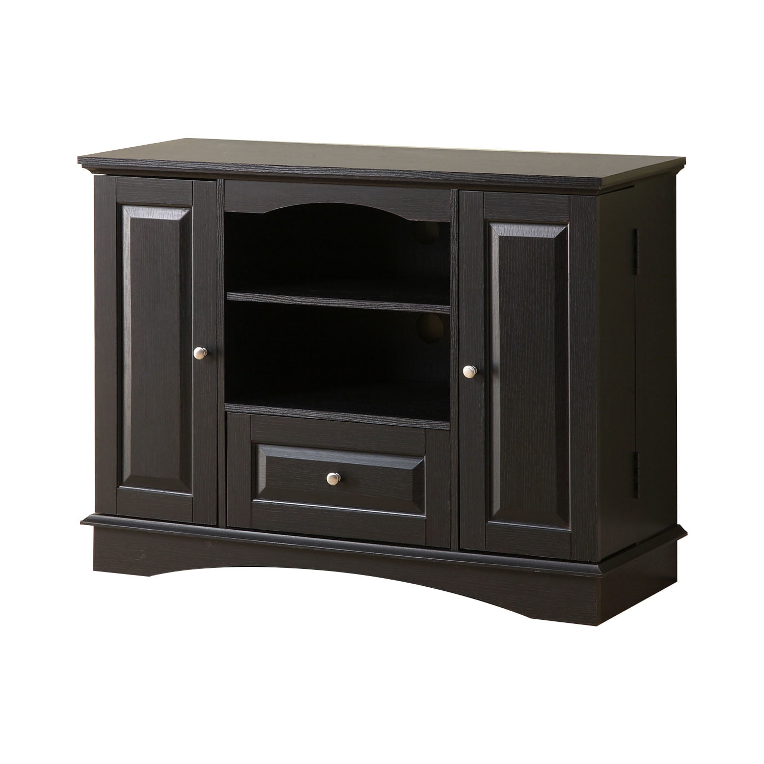 Walker Edison Traditional Tall 42 in. Black TV Stand 48 in. with Doors