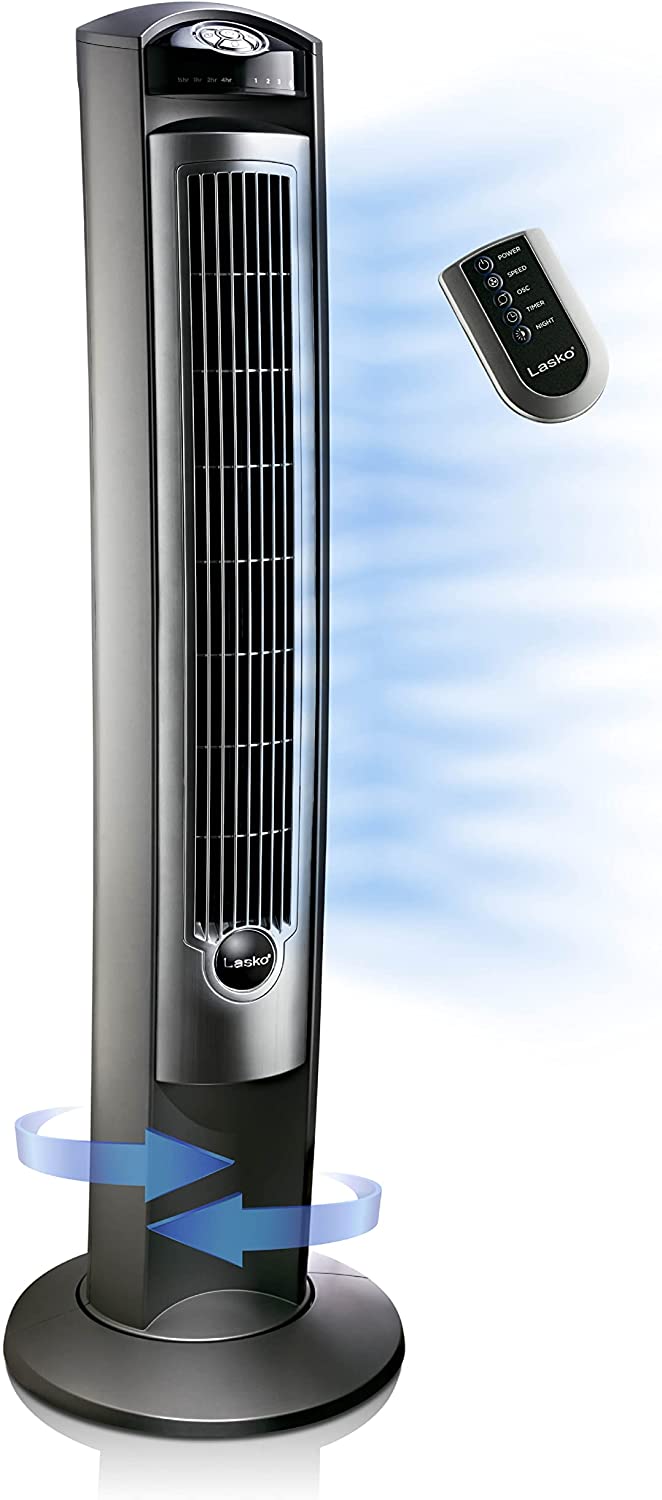 Lasko Household Tower Fan. 42″. Silver T42951