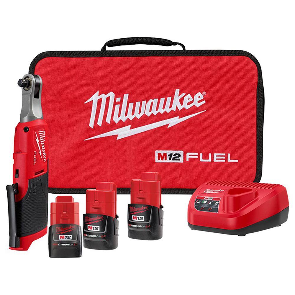Milwaukee 2567-22-48-11-2420 M12 FUEL 12V Lithium-Ion Brushless Cordless High Speed 3/8 in. Ratchet with M12 2.0Ah Battery