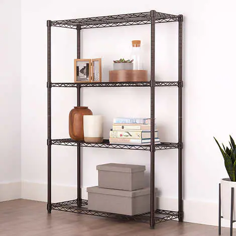TRINITY 4-Tier Indoor Wire Shelving Rack. 36 x 14 x 54. NSF. Dark Bronze