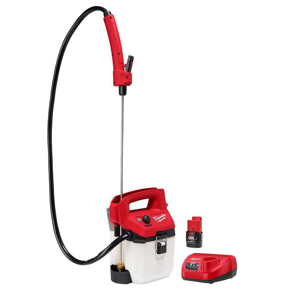 Milwaukee 2528-21G1 M12 12-Volt 1 Gal. Lithium-Ion Cordless Handheld Sprayer Kit with 2.0 Ah Battery and Charger
