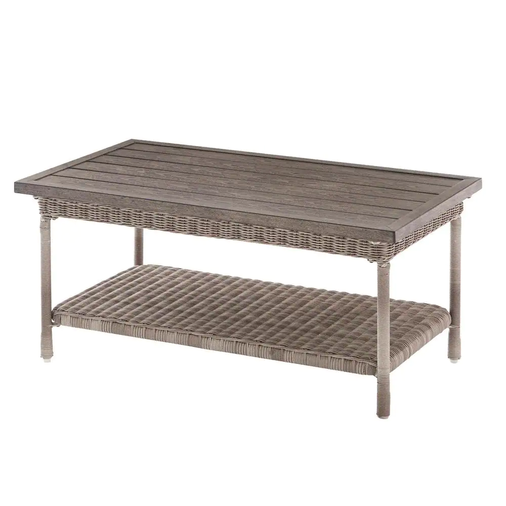 Hampton Bay Beacon Park Gray Wicker Outdoor Patio Coffee Table