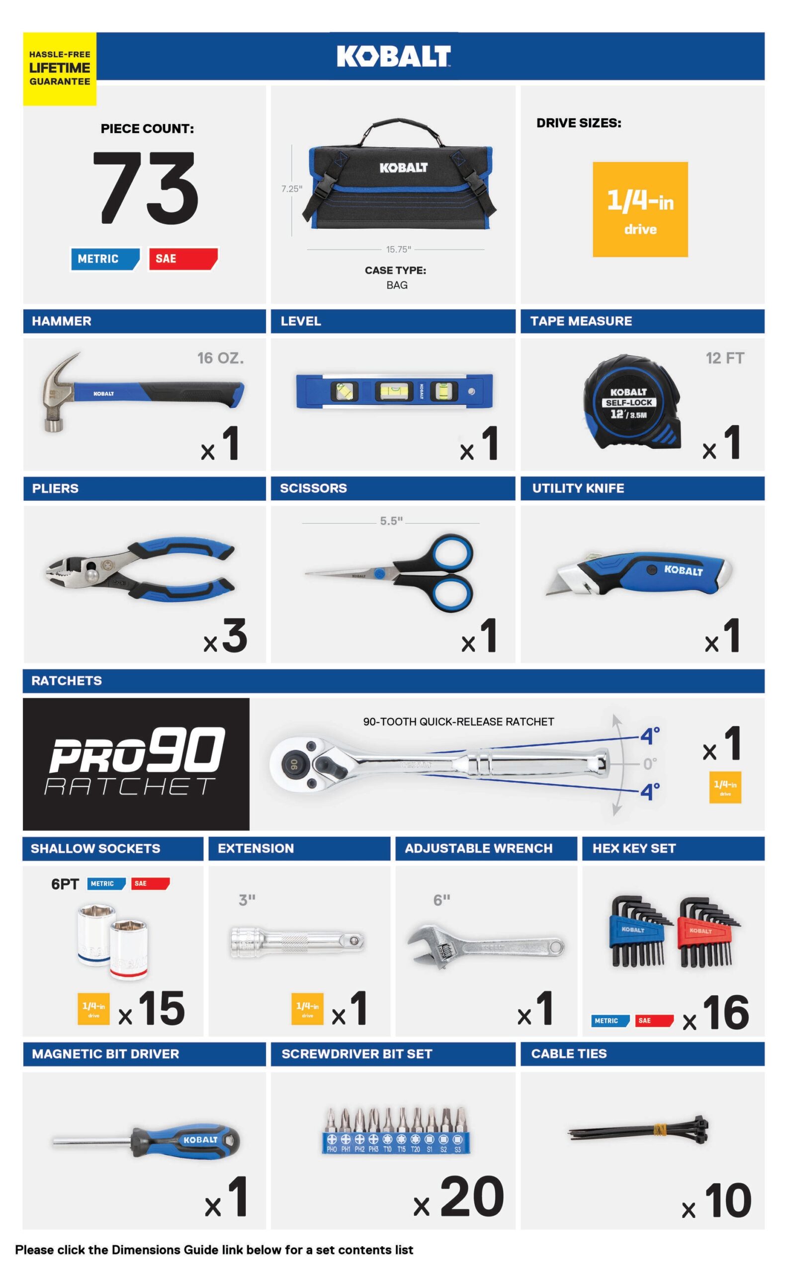 Kobalt 73-Piece Household Tool Set with Soft Case