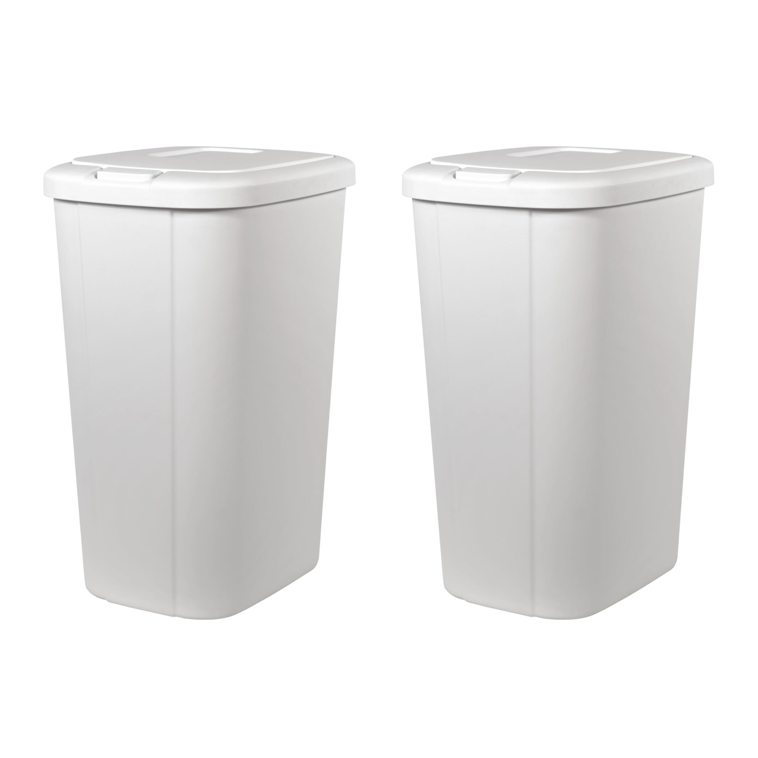 Hefty 13.3 Gallon Trash Can. Touch Top Slim Kitchen Trash Can. White. Pack of 2