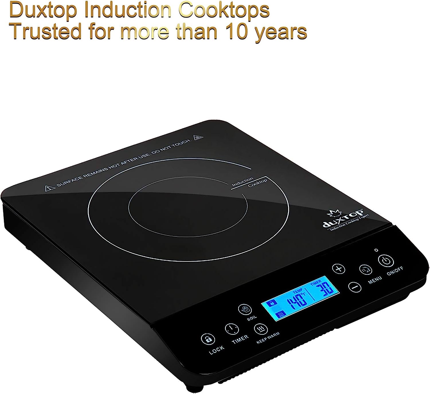 Duxtop Portable Induction Cooktop. Countertop Burner Induction Hot Plate with LCD Sensor Touch 1800 Watts. Black 9610LS BT-200DZ