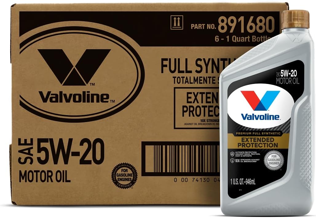 Valvoline Extended Protection SAE Full Synthetic Motor Oil SAE 5W-20 1 QT. Case of 6
