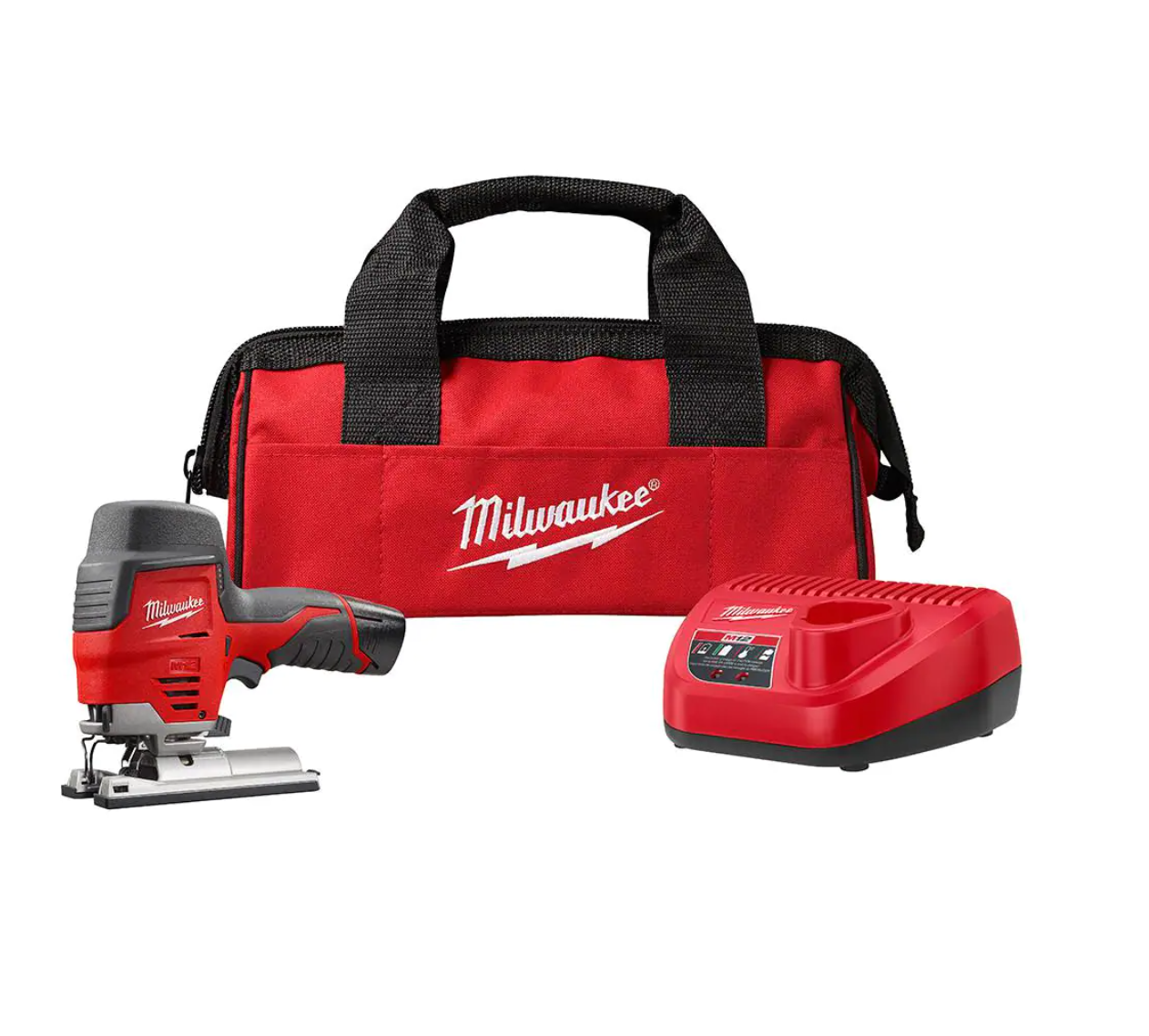 Milwaukee 2445-21 M12 12V Lithium-Ion Cordless Jig Saw Kit with One 1.5 Ah Battery. Charger. Tool Bag