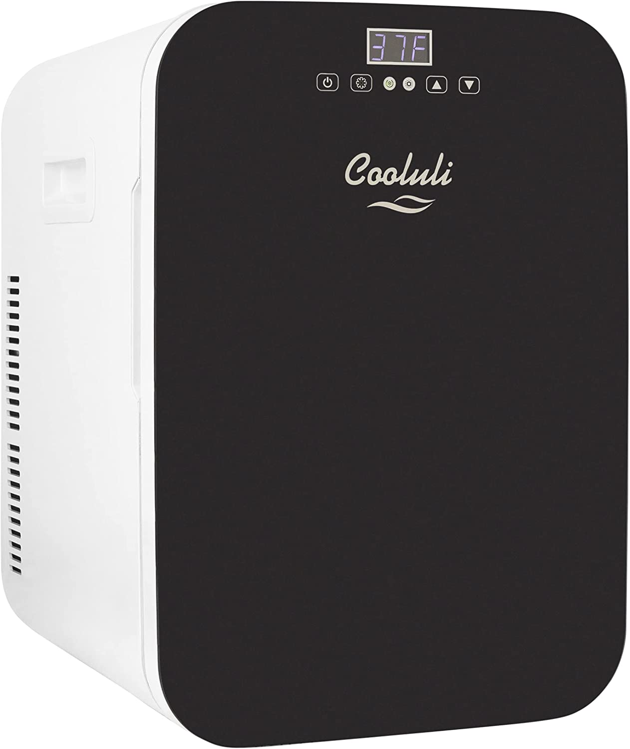 Cooluli 20L Mini Fridge For Bedroom - Car. Office Desk & College Dorm Room - Glass Front & Digital Temperature Control - 12v Small Refrigerator for Food. Drinks. Skincare. Beauty & Breast Milk (Black)