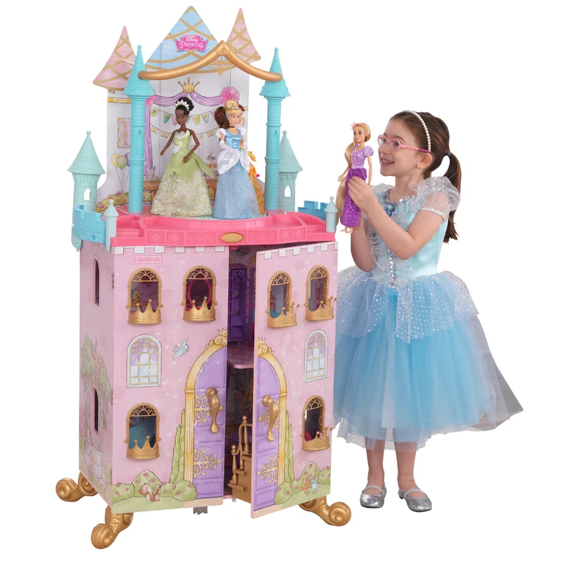 KidKraft Disney Princess Dance & Dream Wooden Dollhouse. Over 4-Feet Tall with Sounds. Spinning Dance Floor and 20 Play Pieces. Gift for Ages 3+ . Pink