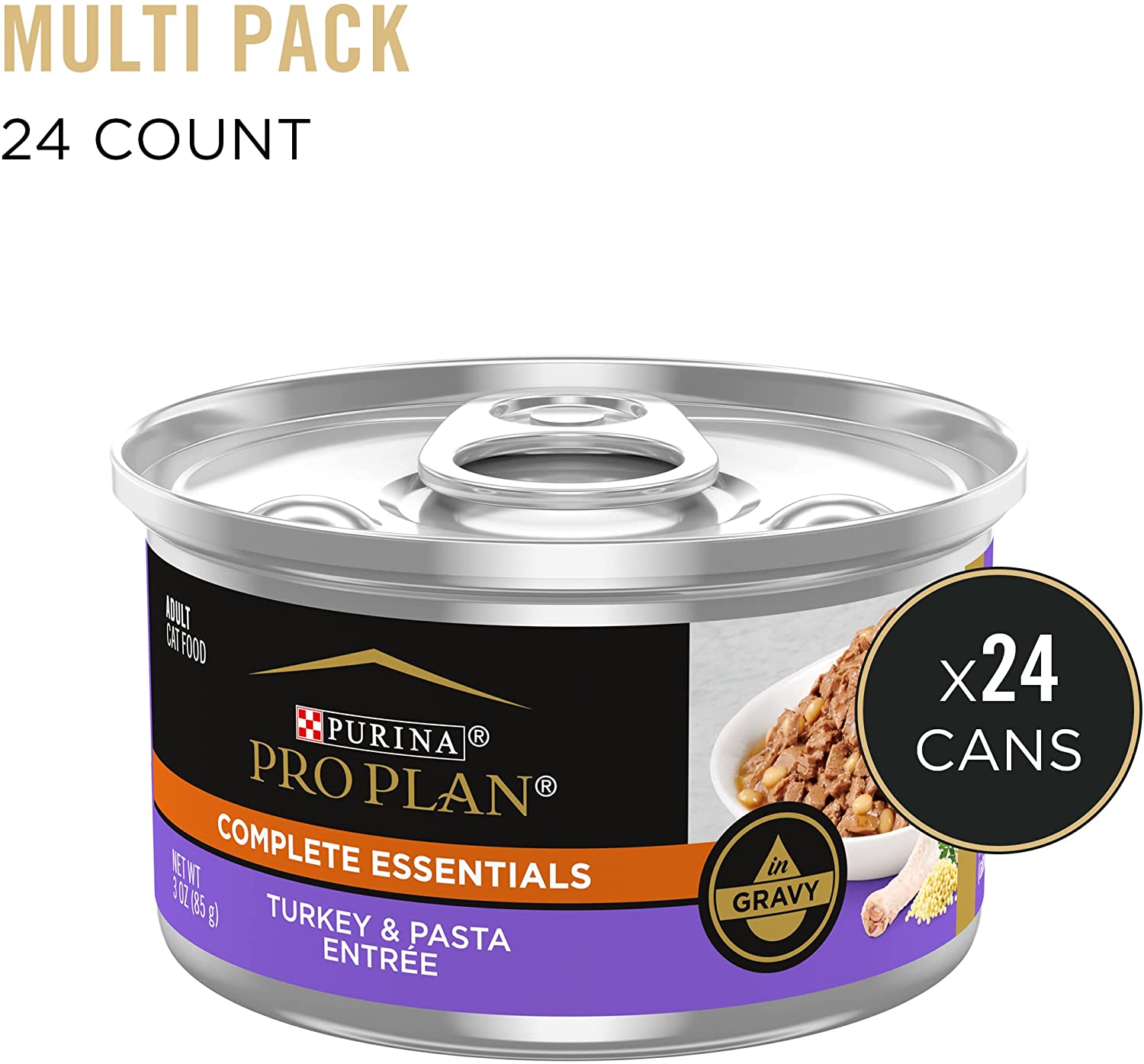 Purina Pro Plan High Protein Wet Cat Food Gravy. Turkey and Pasta Entree - (24) 3 oz. Pull-Top Cans