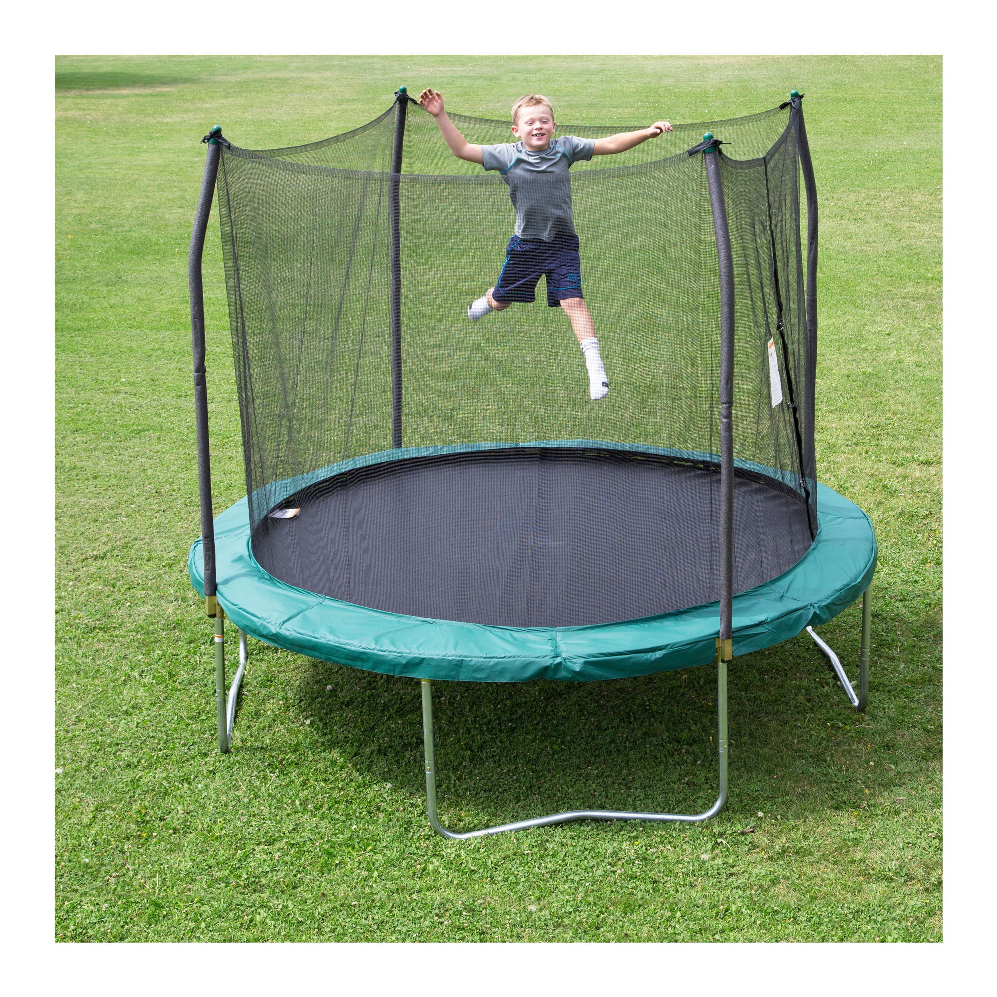 Skywalker Trampolines 10-Ft Round Outdoor Trampoline with Enclosure. Green