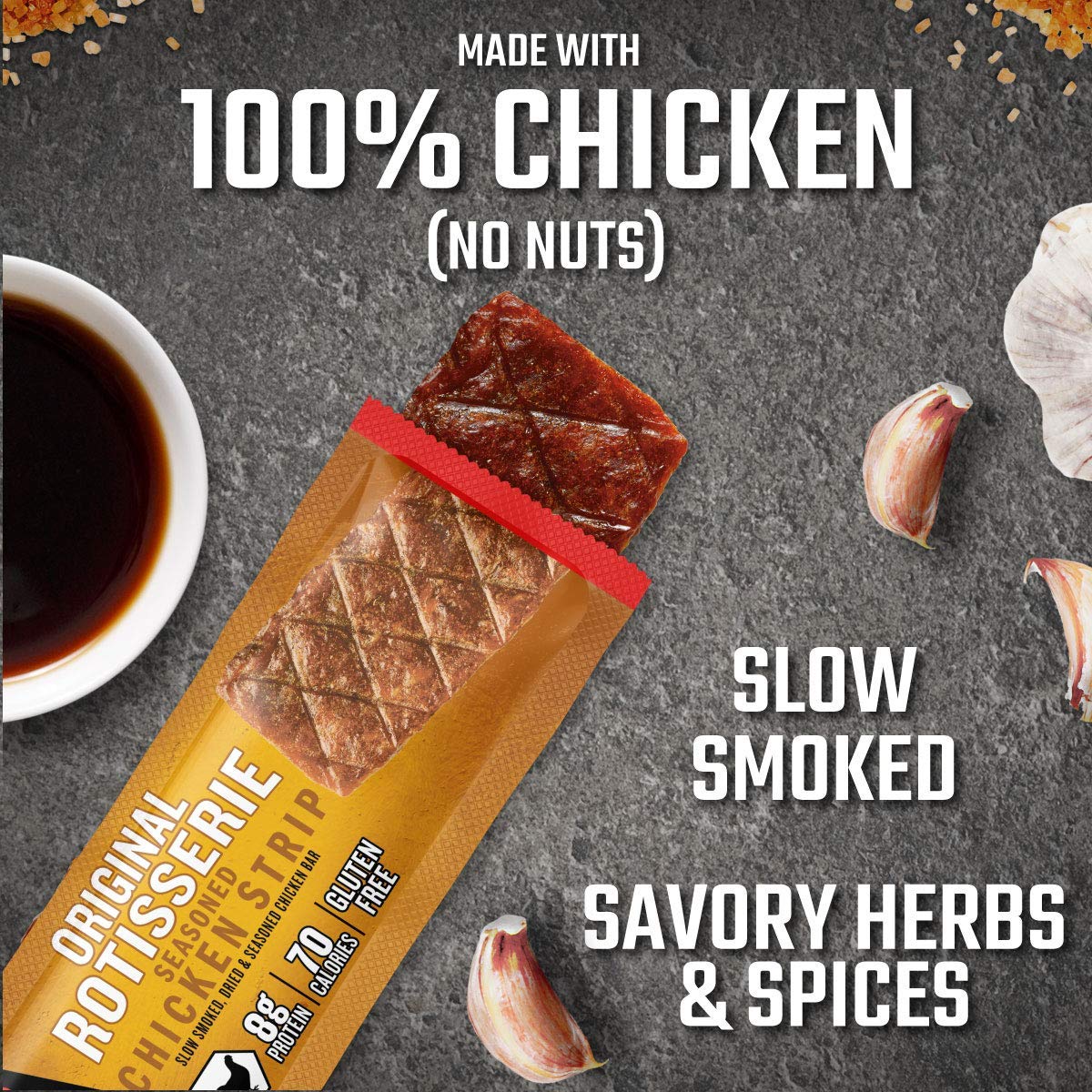 Jack Link-s Meat Bars. Rotisserie Chicken. 12 Count - 8g of Protein and 70 Calories Per Protein Bar
