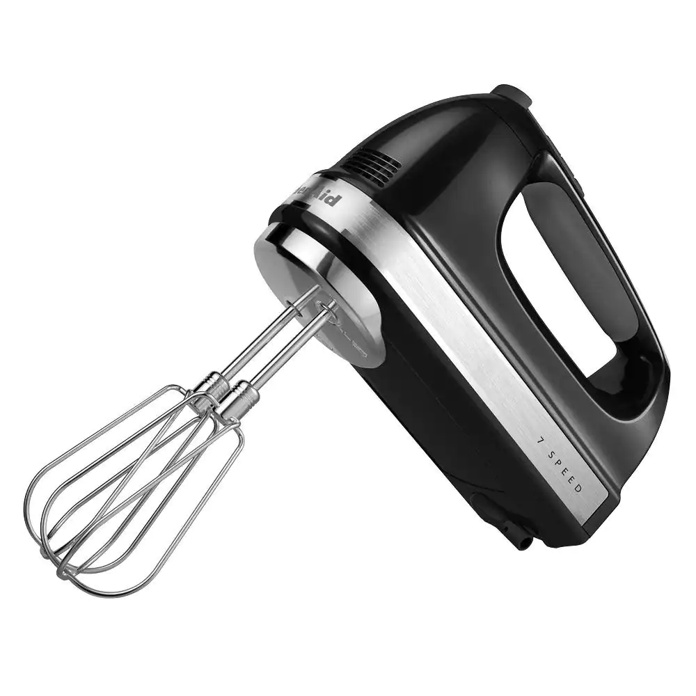 KitchenAid 7-Speed Onyx Black Hand Mixer with Beater and Whisk Attachments