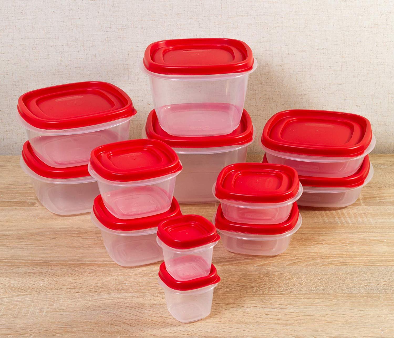 Rubbermaid Easy Find Lids Food Storage Containers. Racer Red. Set of 24 7J98