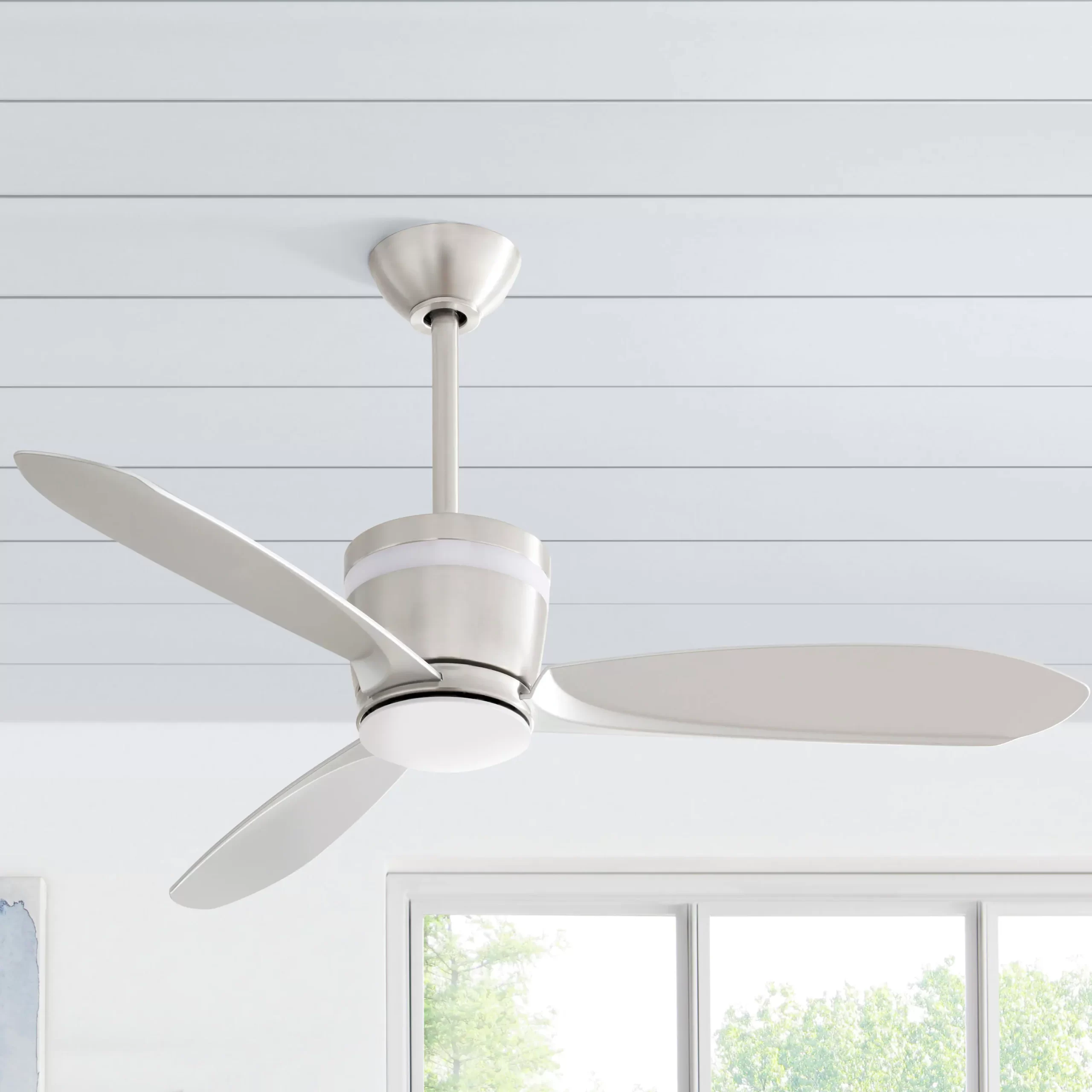 Home Decorators Collection SW1618BN Federigo 48 in. Integrated LED Indoor Nickel Ceiling Fan with Light Kit and Remote Control