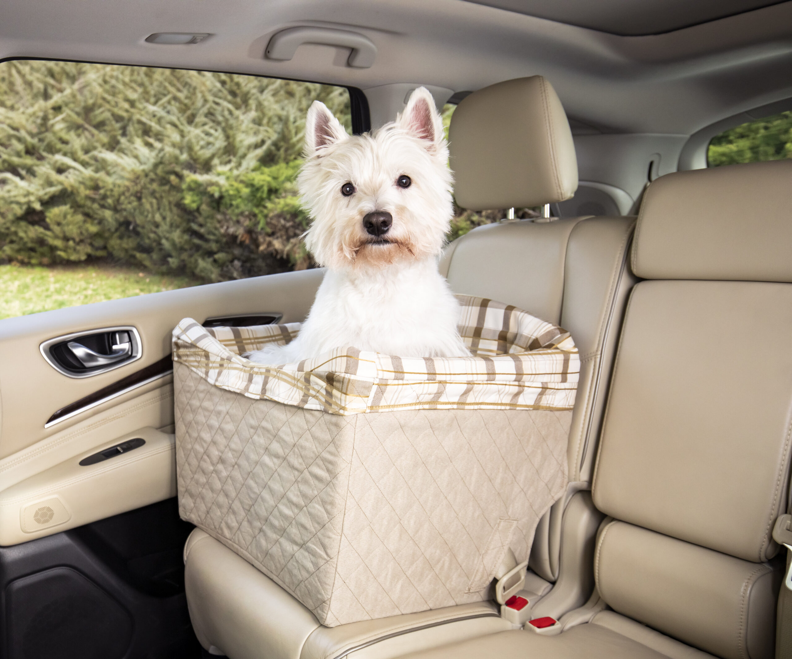 Happy Ride Quilted Dog Safety Seat 25 lb Tan Pet Carrier