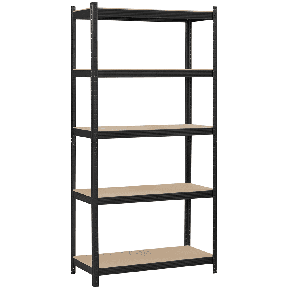 Smile Mart 5-Shelf Boltless & Adjustable Steel Storage Shelf Unit. Black. Holds up to 386 lb Per Shelf