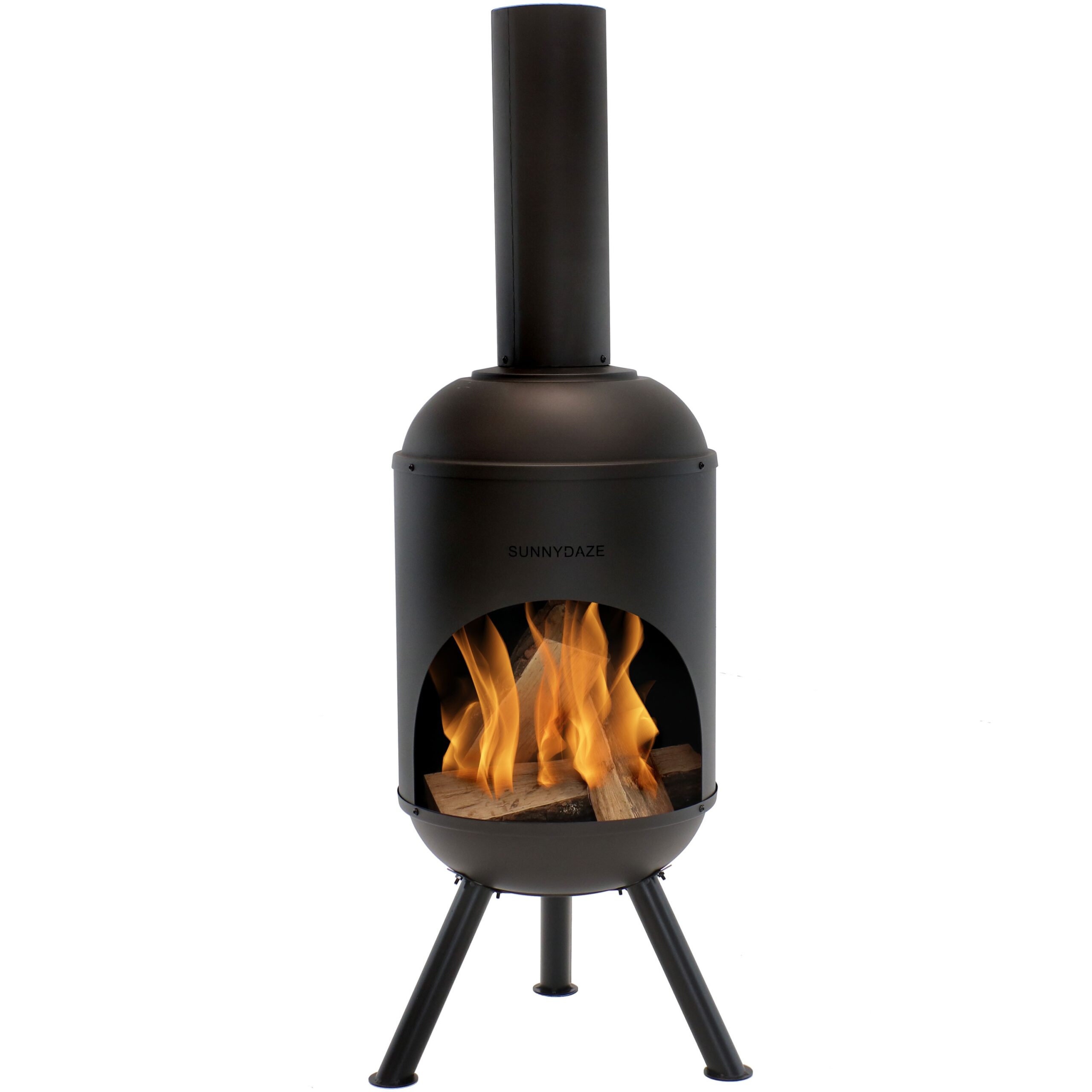 Sunnydaze RCM-LG765 Decor 60-in H x 19-in D x 22-in W Black Steel Chiminea