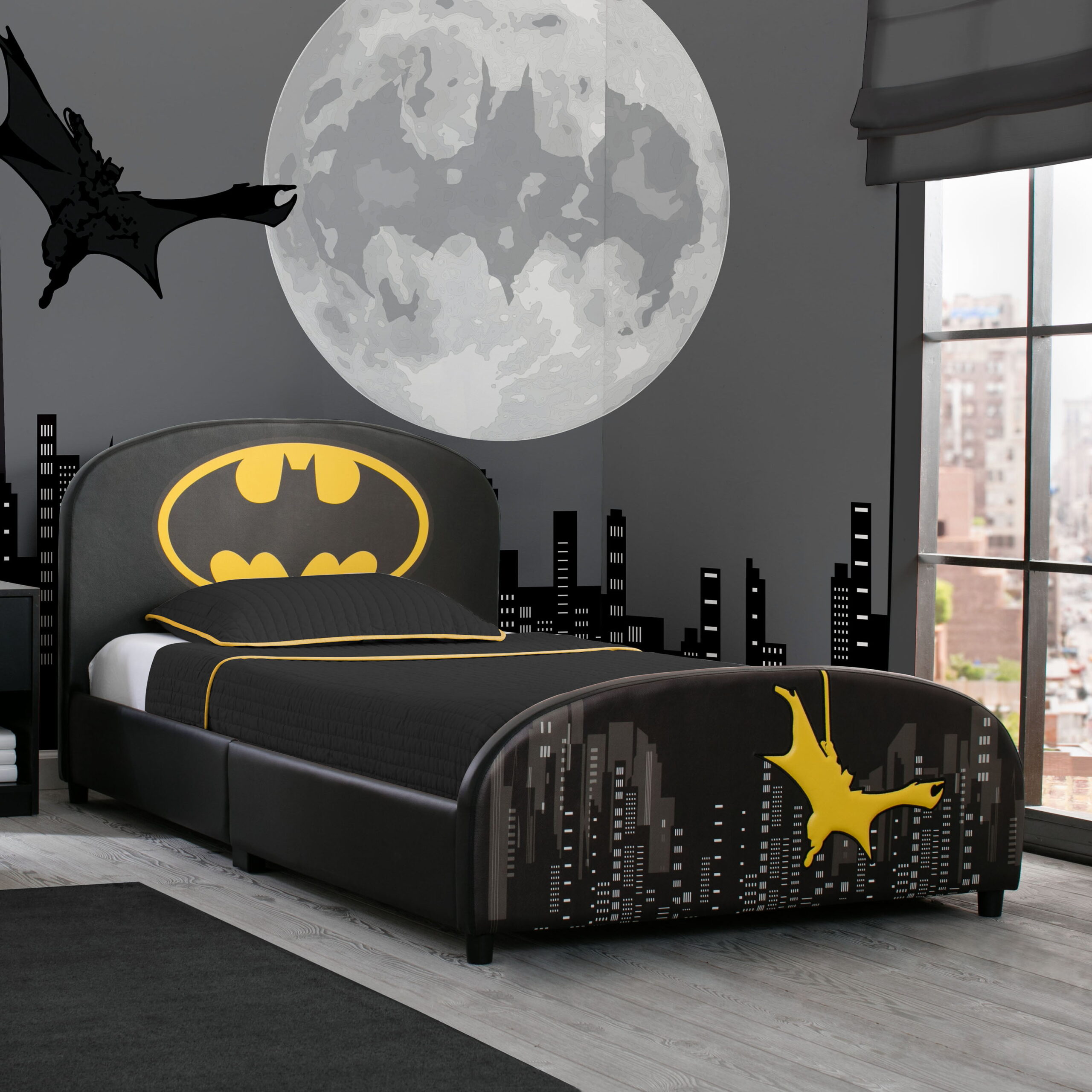 Delta Children DC Comics Batman Upholstered Twin Bed. Black