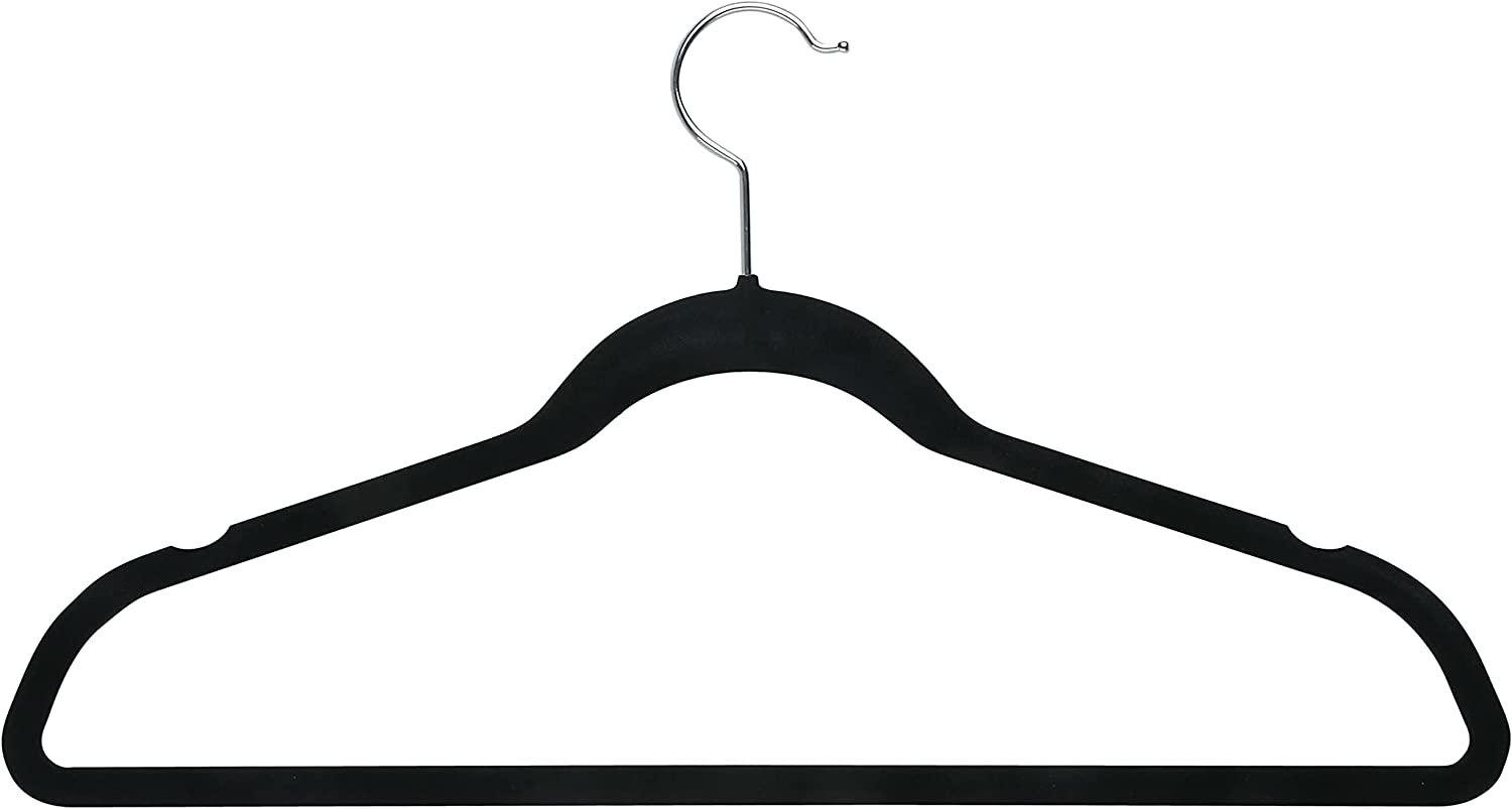 Honey-Can-Do Set of 5 Collapsible Hangers and 50 Velvet Non-Slip Hangers. Black