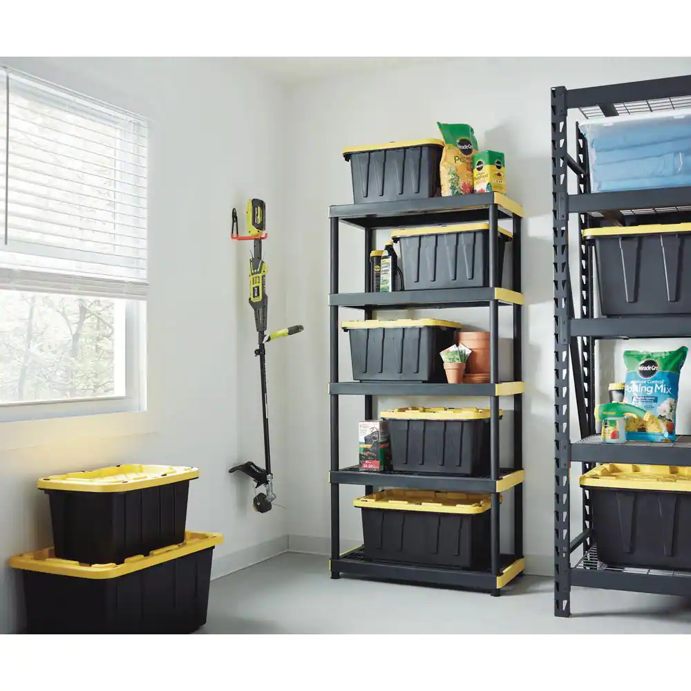 HDX 5-Tier Plastic Garage Storage Shelving Unit in Black (36 in. W x 74 in. H x 18 in. D)