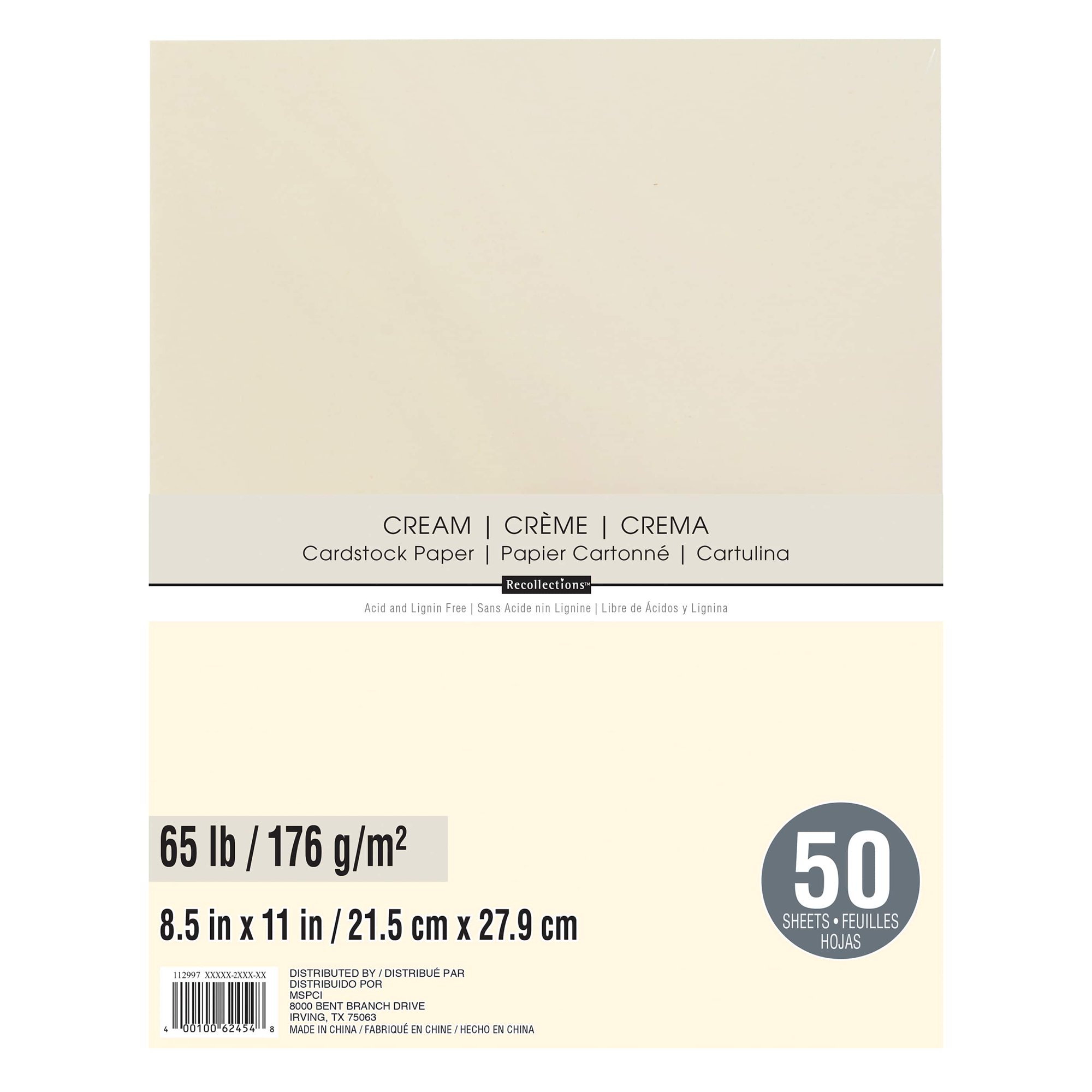 Recollections 12 Packs: 50 ct. (600 total) Cream 8.5″ x 11″ Cardstock Paper