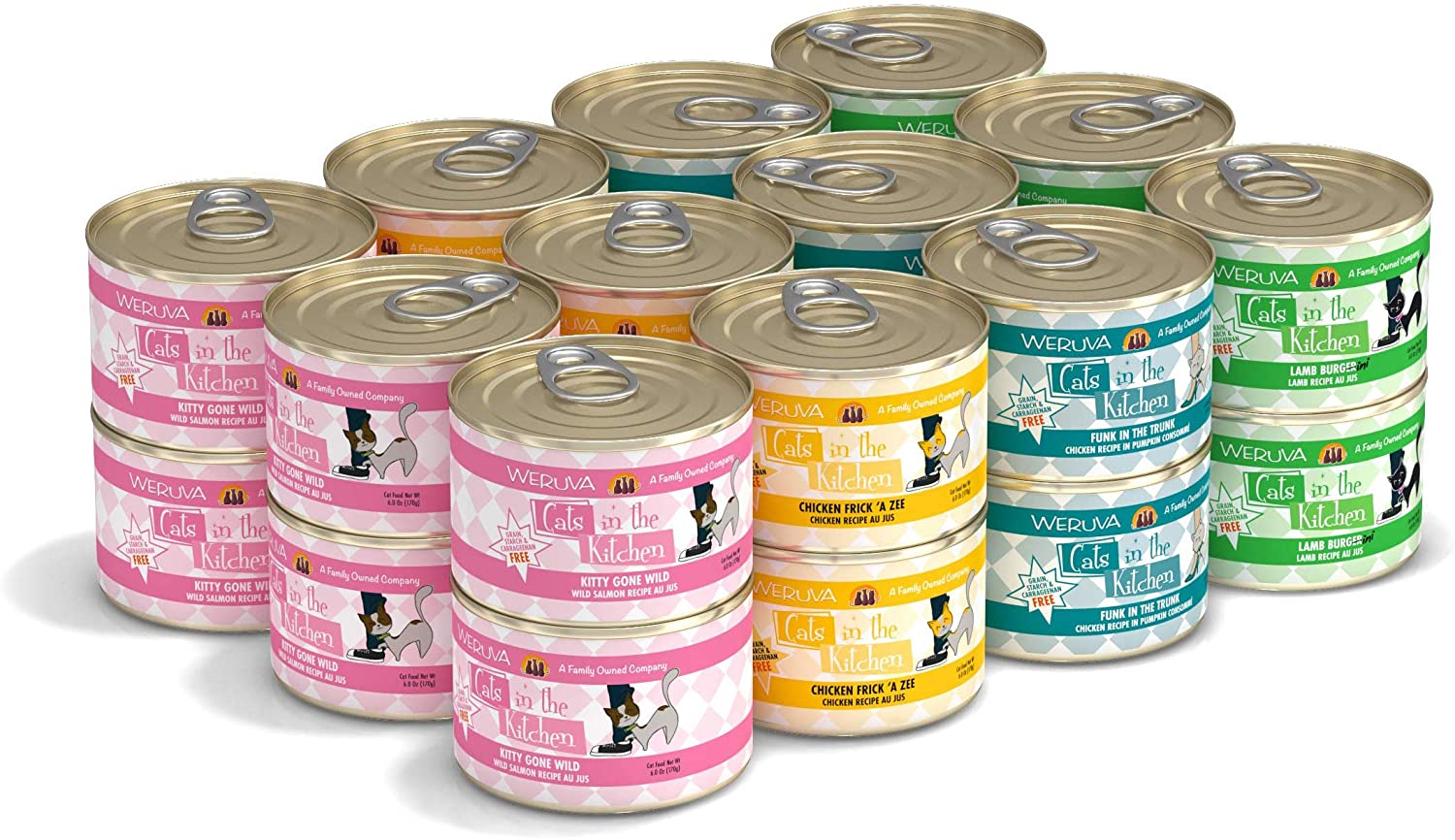 Weruva Cats in the Kitchen. Kitchen Cuties Variety Pack. Wet Cat Food by Weruva. 6oz Cans (Pack of 24)