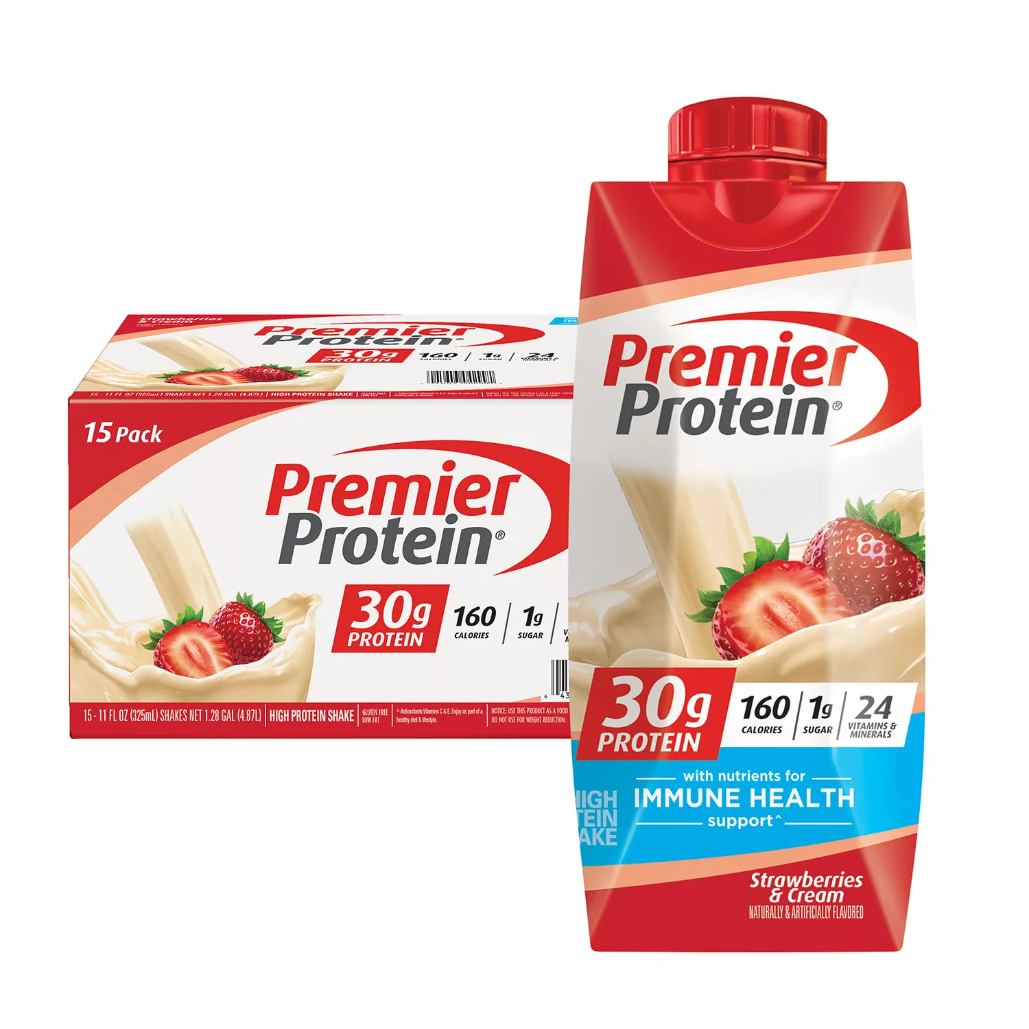 Premier Protein High Protein Shake. Strawberries & Cream (11 fl. oz.. 15 pk.)