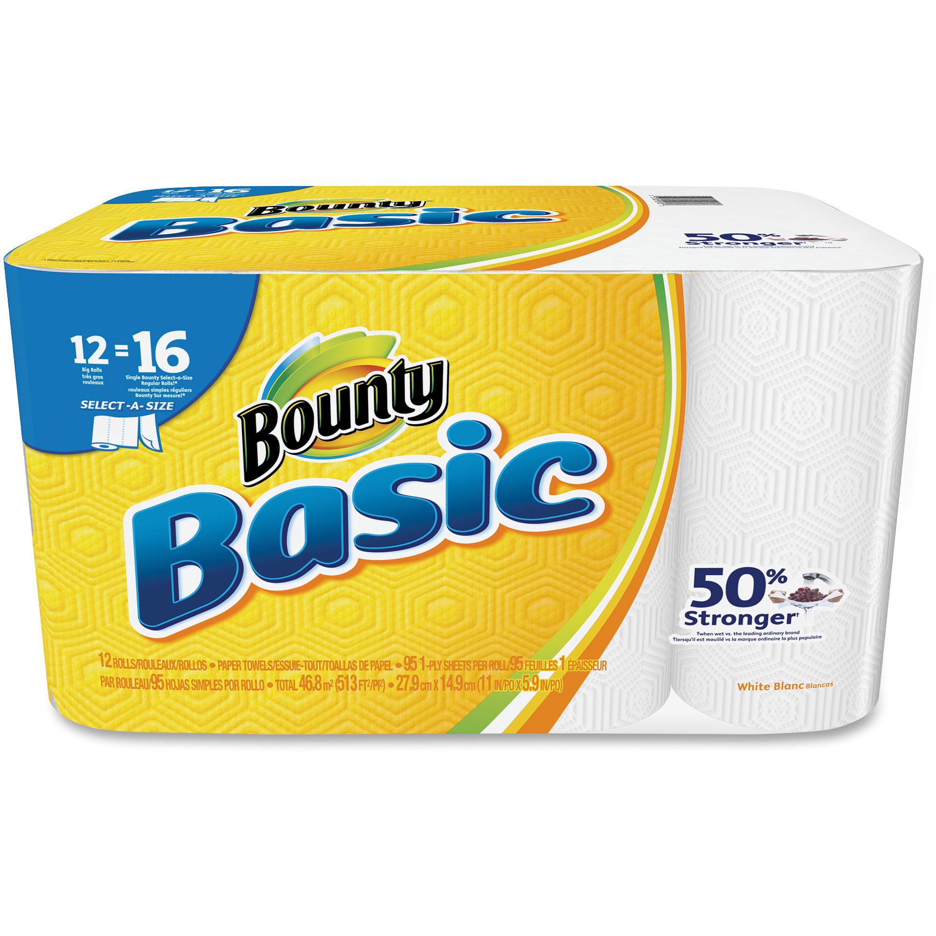Bounty Basic Paper Towels. Select-A-Size. 12 Big Rolls