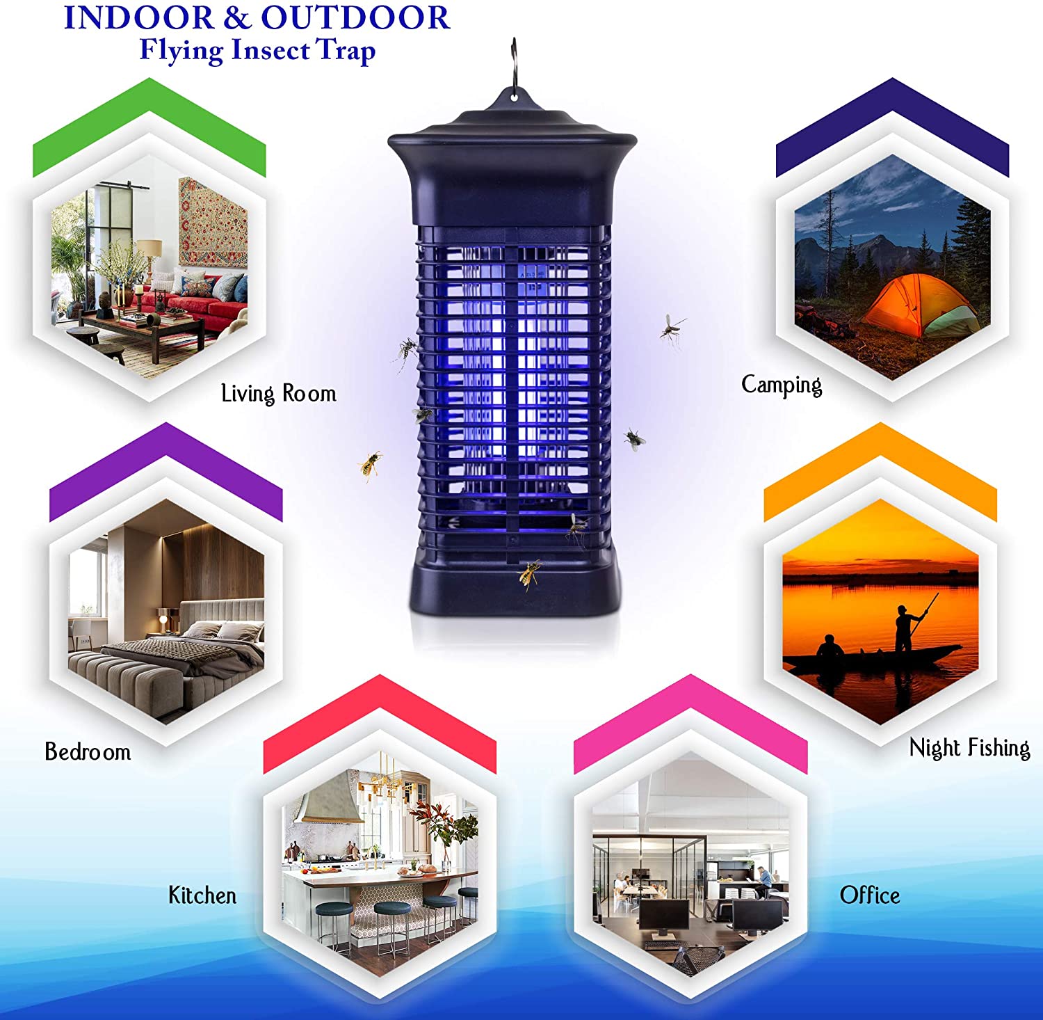 Bug Zapper 1.500 Sq. FT Coverage 15W High Powered 4000V. Mosquito Zapper. Bug Zapper Indoor