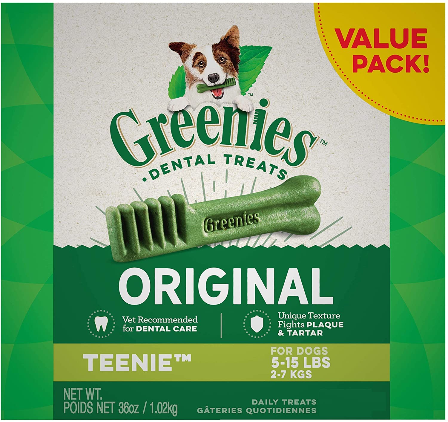 Greenies Original Teenie Natural Dental Dog Treats. 130 Treats