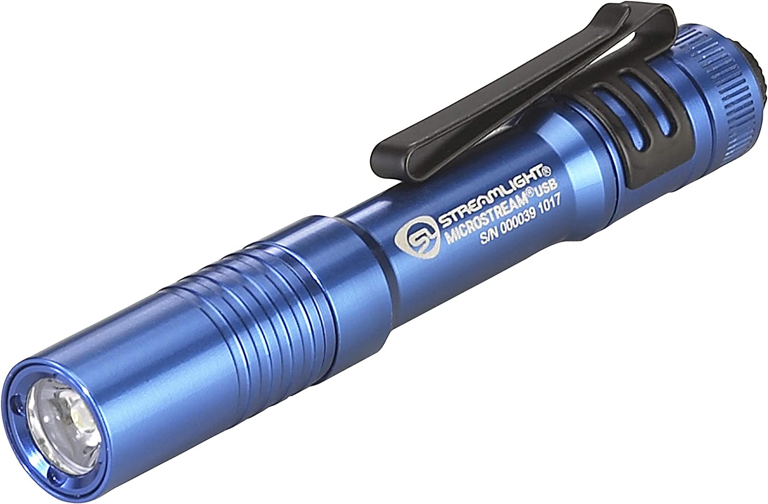 Streamlight 66606 250-Lumen MicroStream USB Rechargeable Pocket Flashlight with 5″ USB Cord and Lanyard. Blue. Box