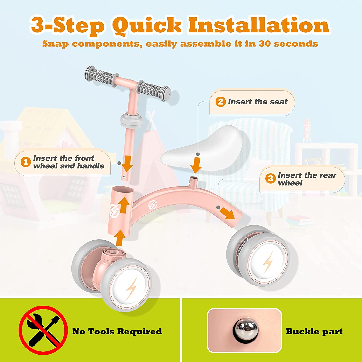 Baby Balance Bikes.Toddler Bikes. Kids Riding Toys. Soft Seat for 1 Year Old. Pink