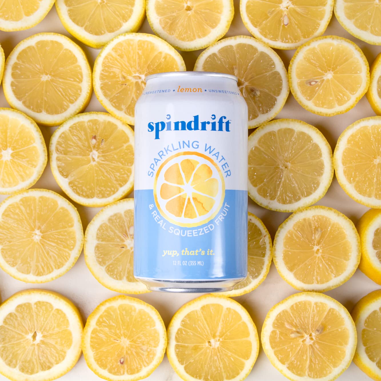 Spindrift Sparkling Water. Lemon Flavored. Made with Real Squeezed Fruit. 12 Fl Oz Cans. Pack of 24 (Only 3 Calories per Seltzer Water Can)