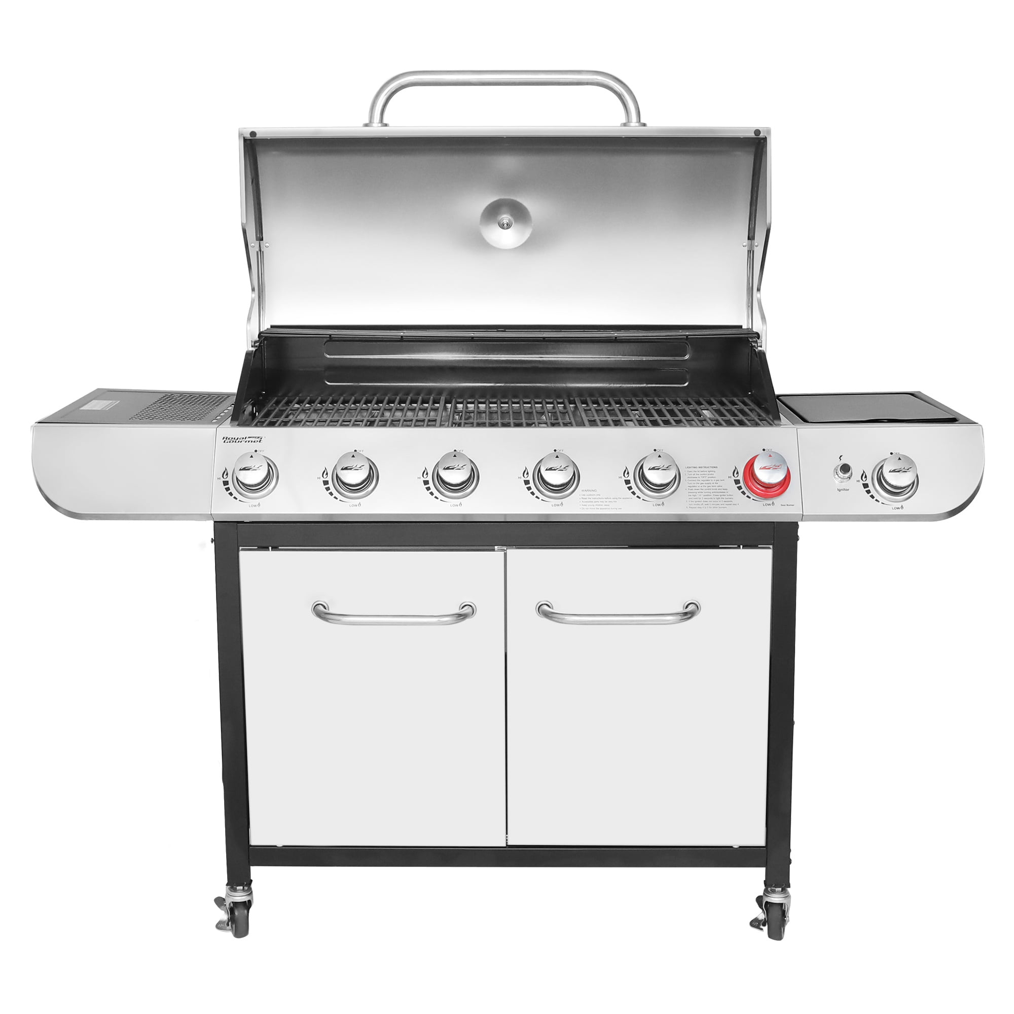 Royal Gourmet SG6002 Classic 6-Burner 71000-BTU LP Gas Grill with Sear Burner and Side Burner. Stainless Steel