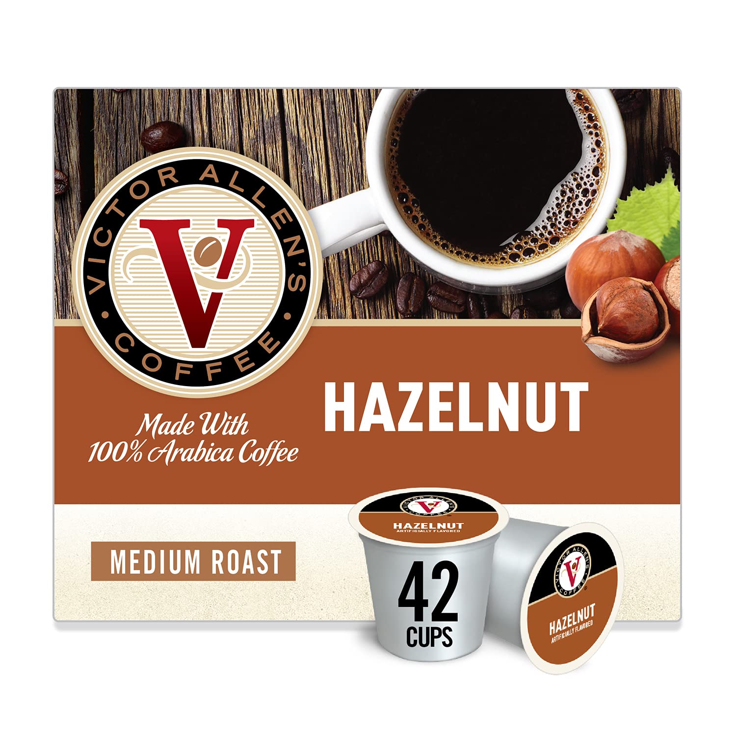 Victor Allen's FG014586 Hazelnut for K-Cup Keurig 2.0 Brewers. 42 Count. Victor Allen's Coffee Medium Roast Single Serve Coffee Pods