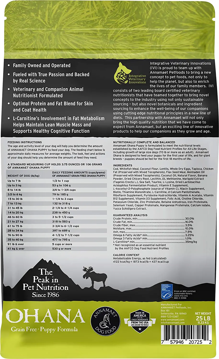 Annamaet Grain-Free Ohana Puppy Formula Dry Dog Food (Line-Caught Cod & Whitefish) 25-lb Bag