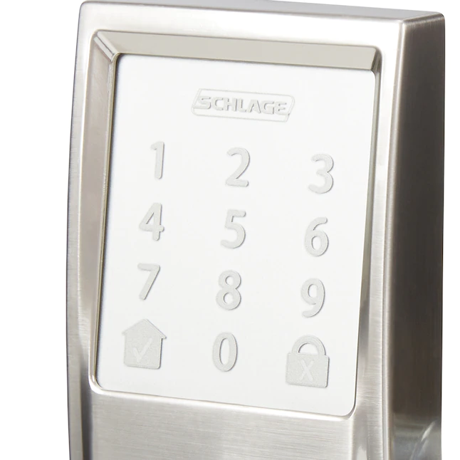 Schlage  Encode Century Satin Nickel Wi-fi Compatibility Single Cylinder Electronic Deadbolt Lighted Keypad Touchscreen Smart Lock