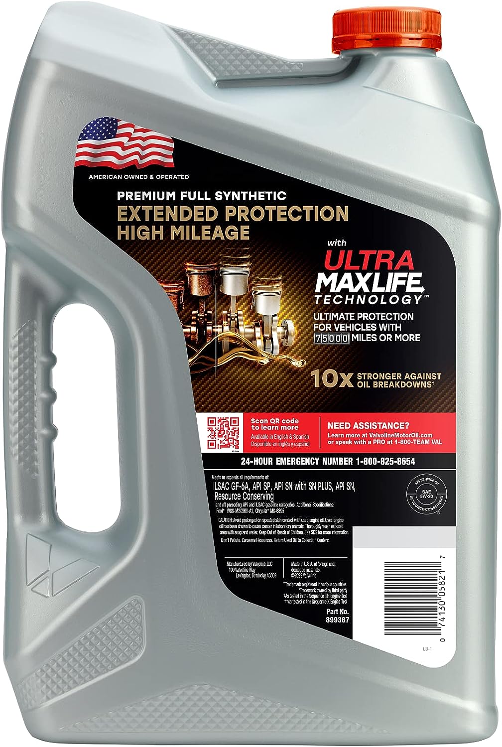 Valvoline Extended Protection High Mileage with Ultra MaxLife Technology 5W-20 Full Synthetic Motor Oil 5 QT