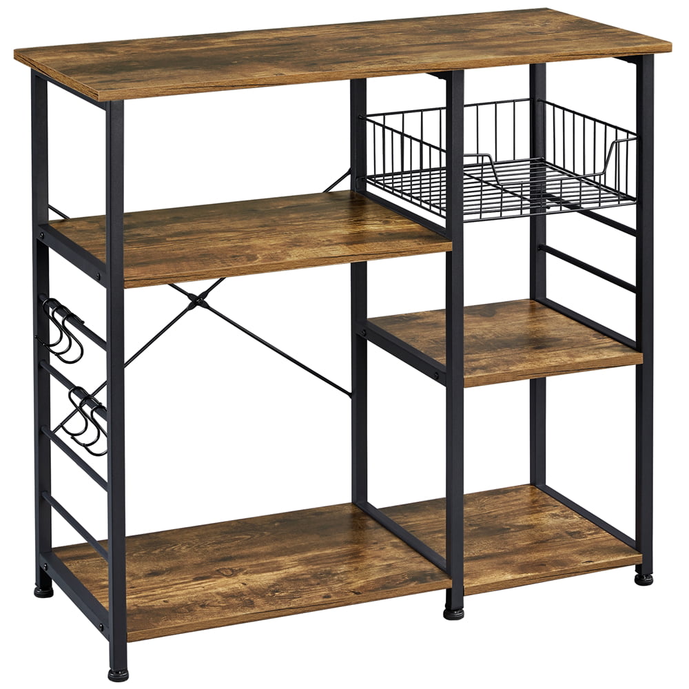 Alden Design 4-tire Vintage Kitchen Baker-s Rack Shelf. Rustic Brown and Metal