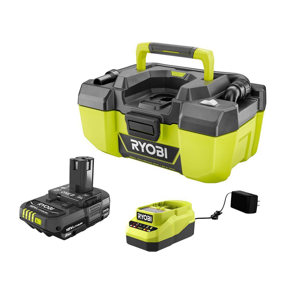 RYOBI P3240-PSK005 ONE+ 18V Cordless 3 Gal. Project Wet/Dry Vacuum with Accessory Storage. 2.0 Ah Battery. and Charger