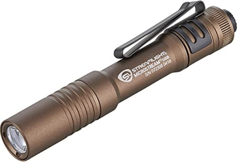 Streamlight 66609 MicroStream 250-Lumen USB Rechargeable Pocket Flashlight with 5″ USB Cord and Lanyard. Coyote. Box