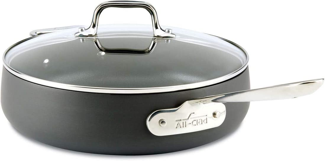 All-Clad E7853364 HA1 Hard Anodized Nonstick Dishwasher Safe PFOA Free Saute Pan Cookware. 4-Quart. Black