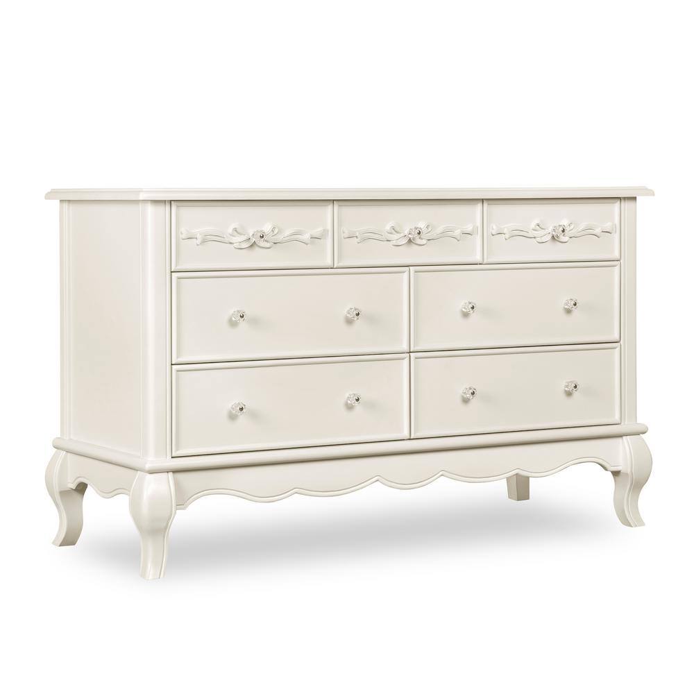 Evolur  Aurora Ivory Lace Double Dresser (7-Drawer)